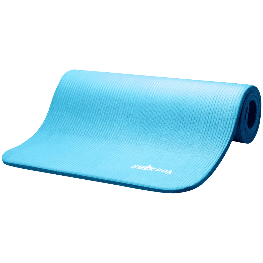 Yoga Mat, Thick NBR, Multipurpose, Multicolor Optional, with Carrying Bag  and Strap, Blue